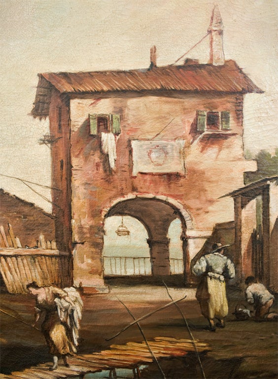 Mid-20th Century Venetian landscape  Painting by Mario Calzolari