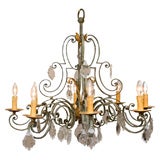 Hand wrought and crystal chandelier