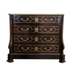 A Louis XIV Ebony and Brass Inlaid Commode