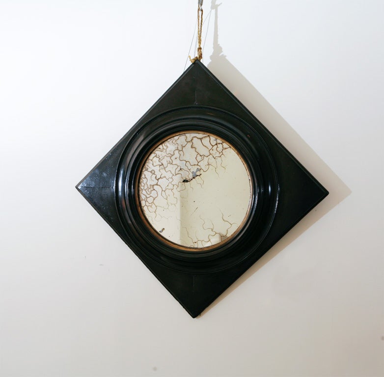 A Nineteenth Century Ebonised Square Framed Mirror