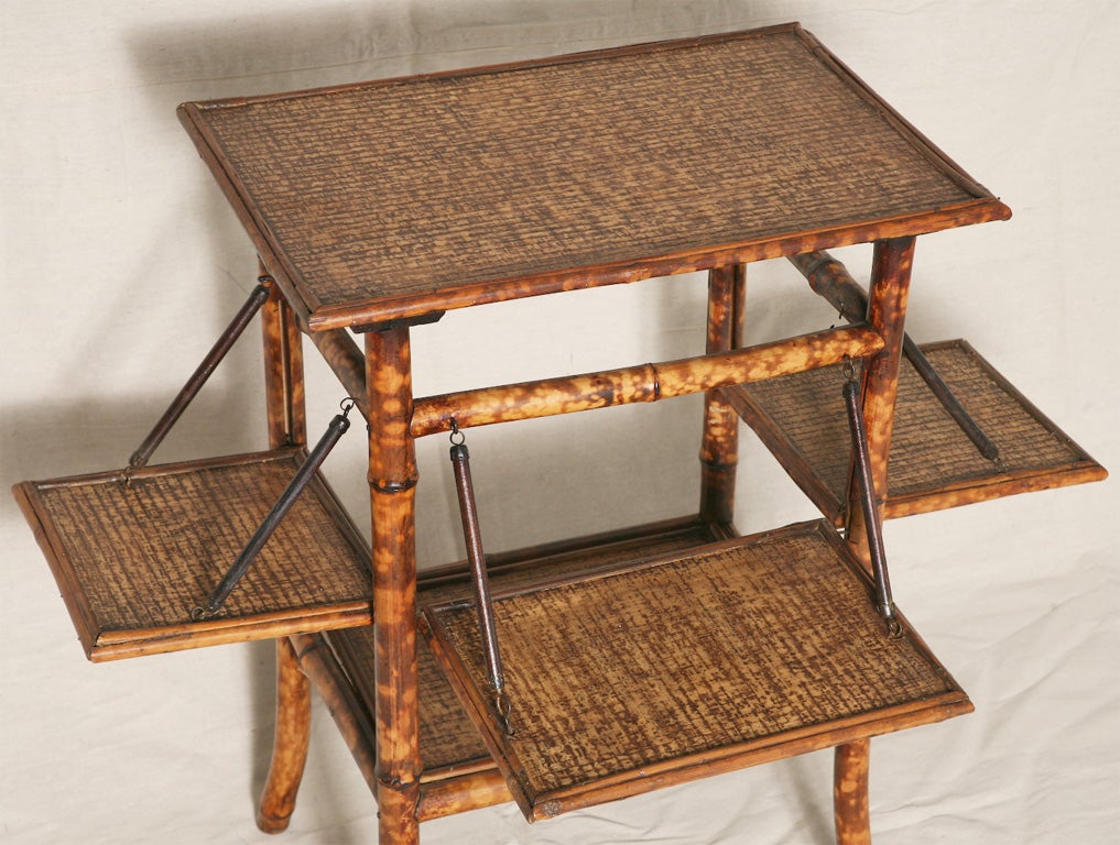 19th Century English Bamboo Tea Table with Rattan In Good Condition In West Palm Beach, FL