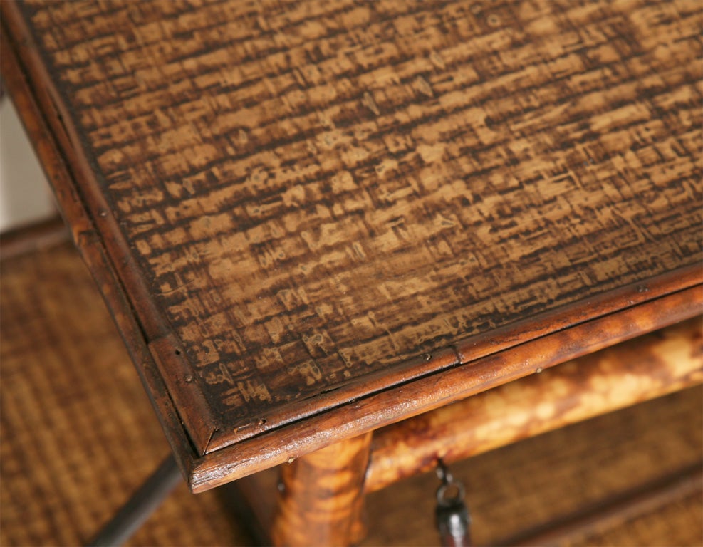 19th Century English Bamboo Tea Table with Rattan 1