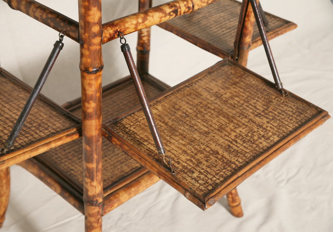 19th Century English Bamboo Tea Table with Rattan 2