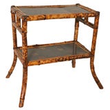 19th Century English Bamboo  Small 2 Shelf Table with Japanning