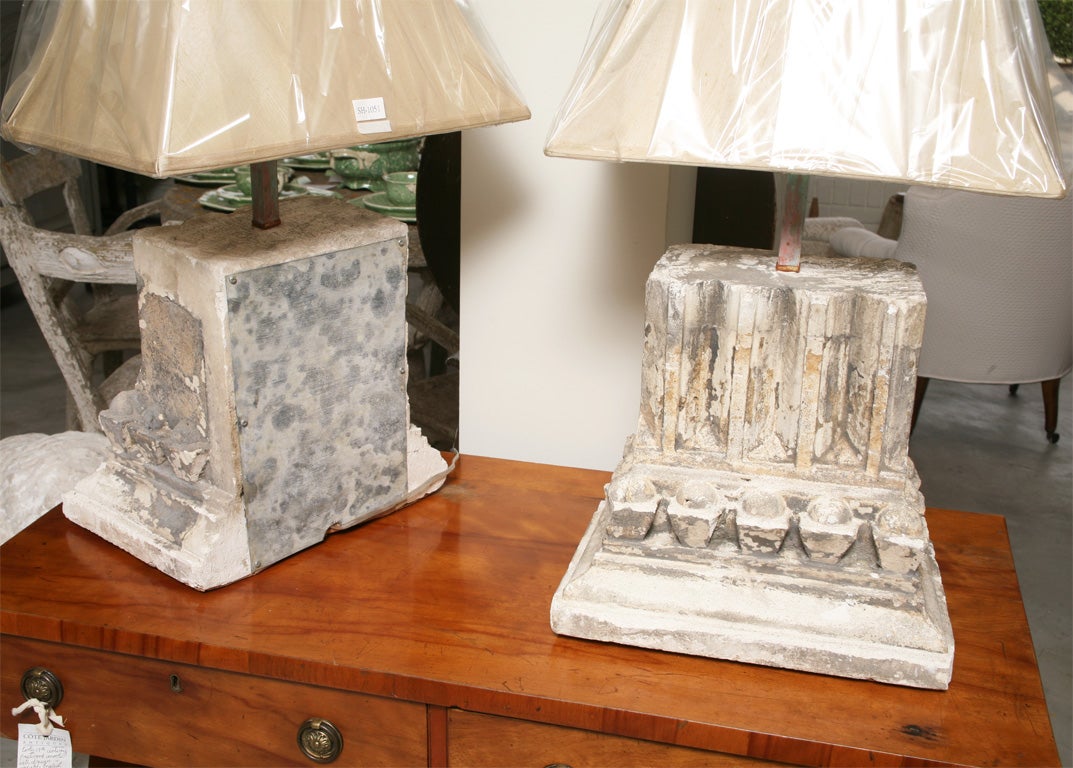 Two Pairs of Plaster Architectural Fragment Base Table Lamps In Excellent Condition In Washington, DC