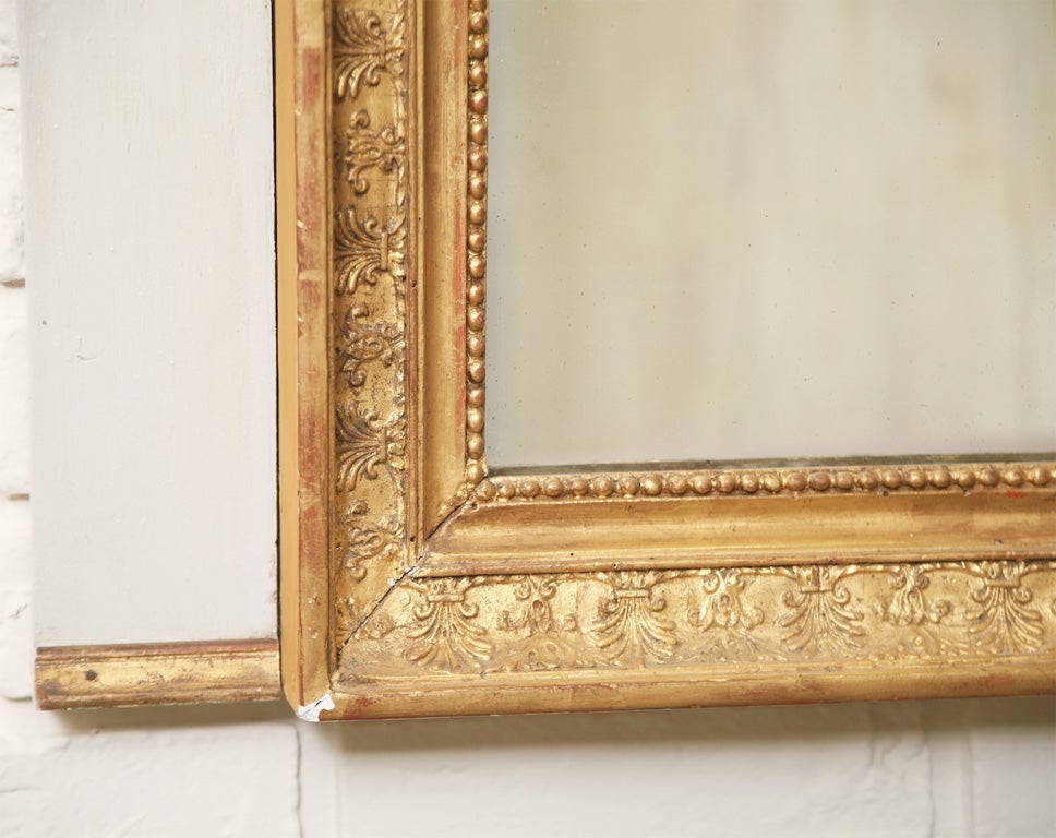 Empire Trumeau Gilded Gold Mirror with a Basket Wheat Decoration In Excellent Condition For Sale In Washington, DC