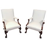 Pair of 19th Century Irish Mahogany Gainsborough arm chairs