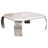 Aluminum Low Table with White Lacquer Top Aluminum Low Table with White Lacquer Top