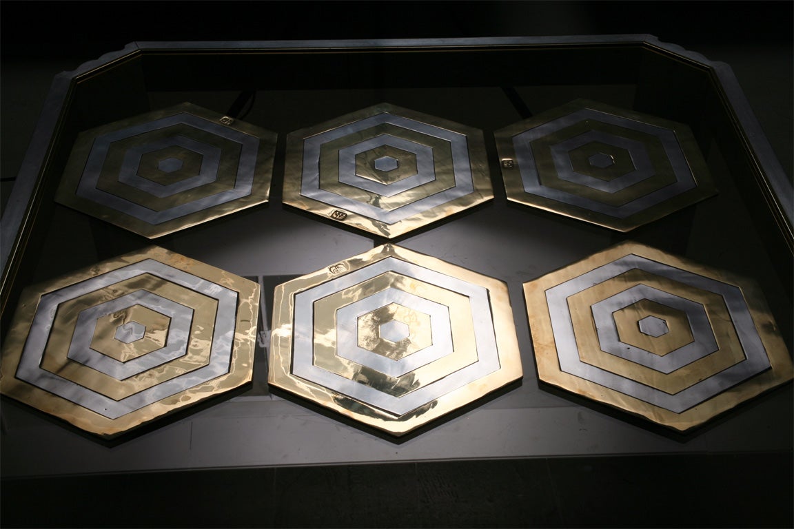 Six Brass and Aluminum Table Mats by Daniel Hechter