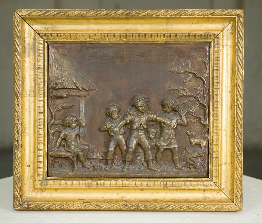 Pair of Gilt Framed Zinc Relief Panels