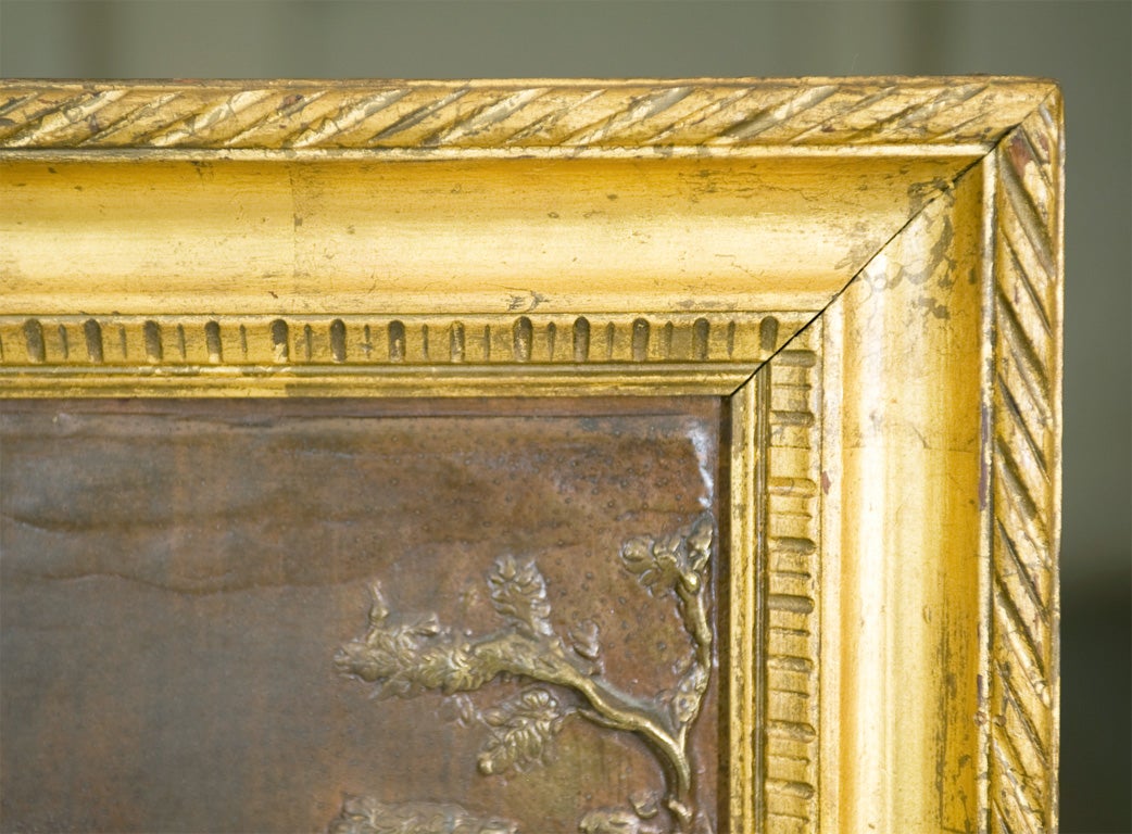 19th Century Pair of Gilt Framed Zinc Relief Panels For Sale