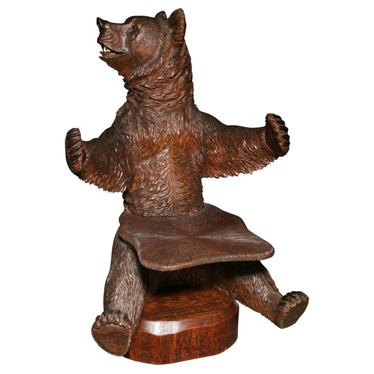 A very rare Black Forest bear chair. For Sale