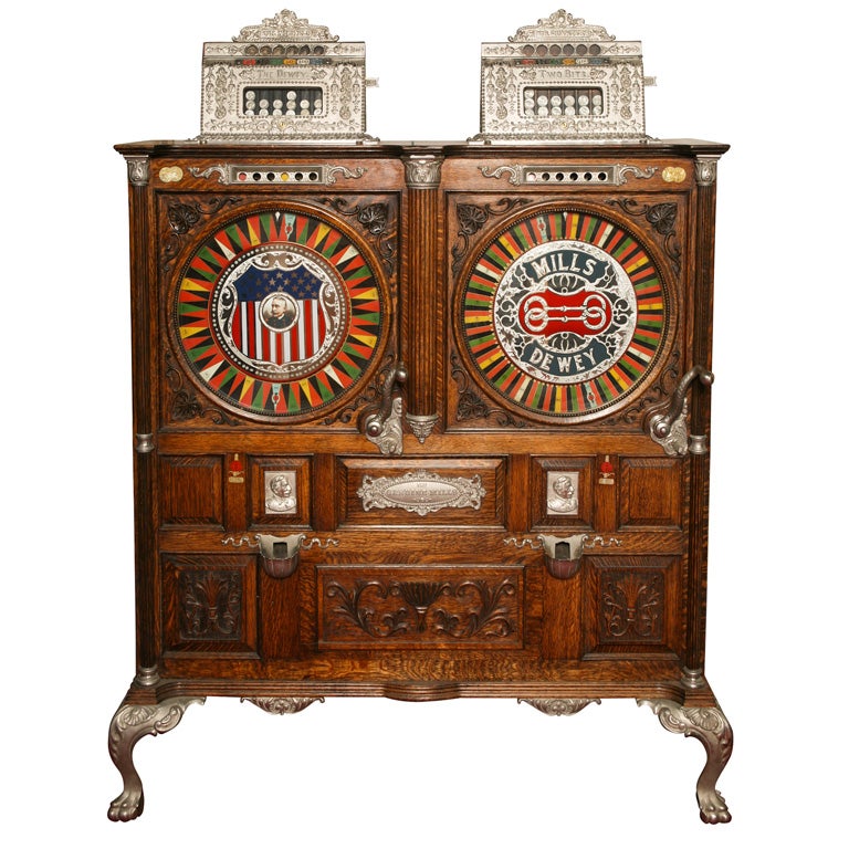 A rare Mills Double Dewey slot machine For Sale