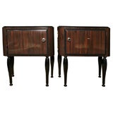Pair French Art Deco Macassar Ebony Night Stands/ End Tables