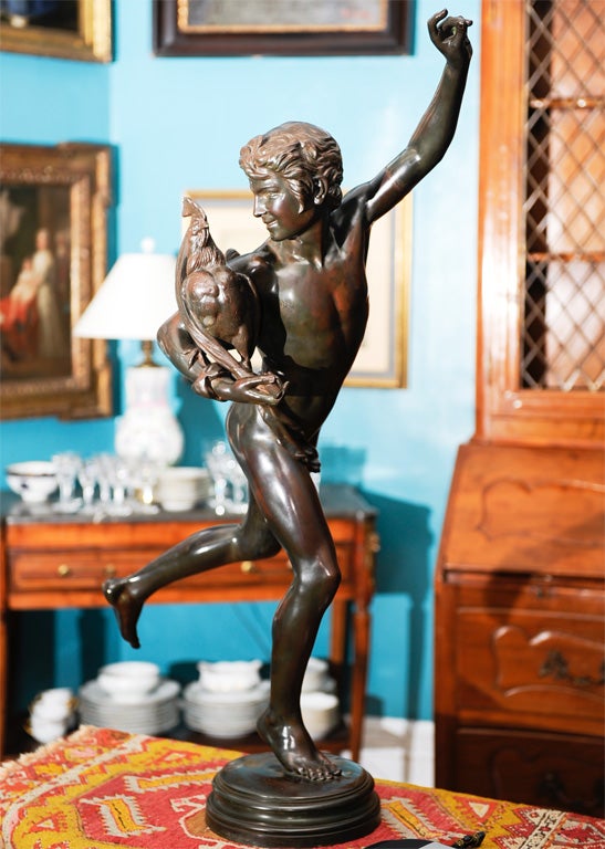 Sculpture BRONZE « Le Vainqueur au Combat de Coqs »