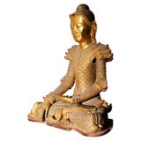 GILT WOOD AND LACQUERED BUDDHA