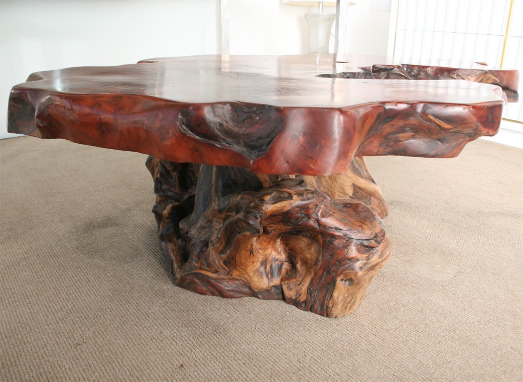 Large 1970's Root Wood Lacquered Coffee Table 3