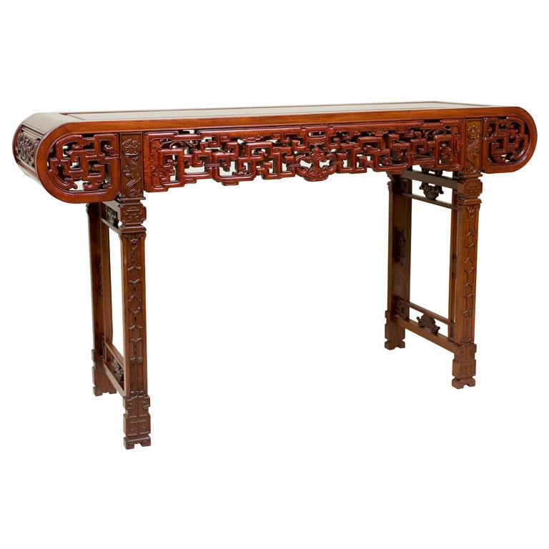 A Chinese Carved Padoukwood Table