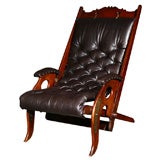 An English Mahogany Folding Chair in Leather, Circa 1870