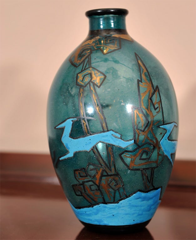 Art Deco Enameled Vase by MARCEL GOUPY 1