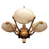 Art Deco Bronze 
Alabaster Chandelier