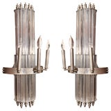 PAIR OF CRYSTAL  GLASS ROD ART DECO STYLE SCONCES