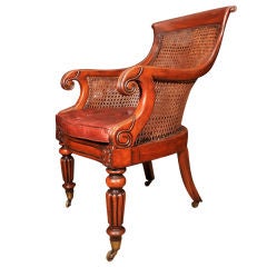 Antique William IV Mahogany and Caned Bergere
