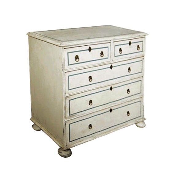 Painted 'Bun Foot' Chest of Drawers