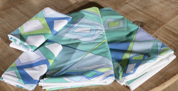 For the collector of vintage Pucci we are offering RARE, never used (NEW OLD STOCK) mid-century modern signed vintage Emilio Pucci pillowcases and 