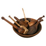 19THC KITCHEN/WOODEN UTENCILS AND SPOONS