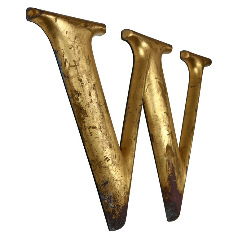 19THC ORIGINAL GIDED  CAST IRON "W" FROM THE  WOOLWORTH STORE