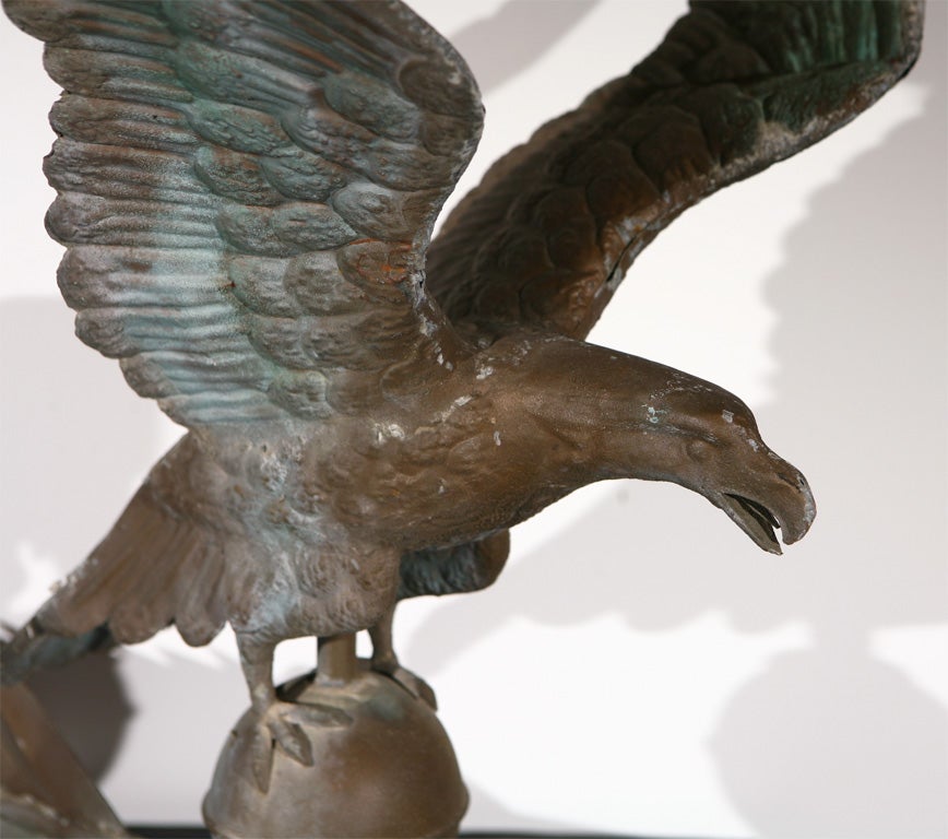 20th Century LATE 19THC EAGLE/COPPER FULL BODY WEATHERVANE ON  IRON STAND
