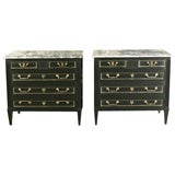 Pair of Jansen Stamped 5 Drawer Bachelor Chests with M/T