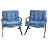 Pair Mid Century Chrome Chairs Pair Mid Century Chrome Chairs