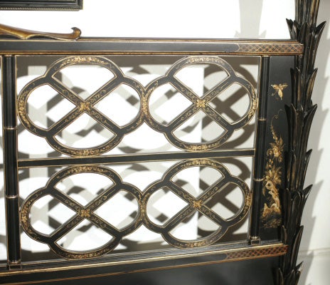 Magnificent Ebonized Maison Jansen Chinoirserie Bed 4