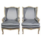 Pair Maison Jansen Wing Back Chairs