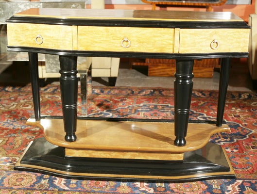 French Art Deco Style Console in Burl and Ebony Colors
