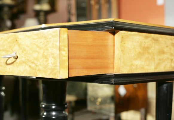 Mid-20th Century Art Deco Style Console in Burl and Ebony Colors