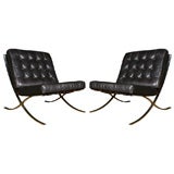 Pair Of Black Leather Barcelona Chairs