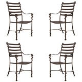 Set of 4 Twisted Wrought Iron Arm Chairs