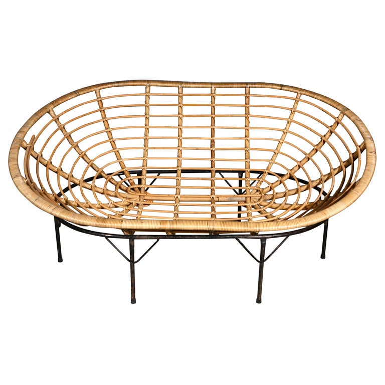 Faux Rattan Oval Lounge Chair