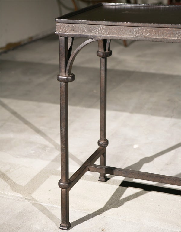 wrought iron rectangular console table