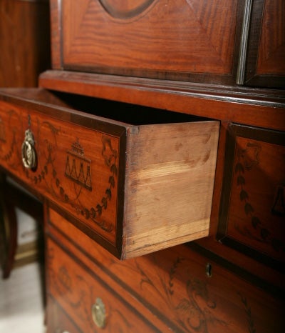Satinwood INLAID LINEN PRESS For Sale