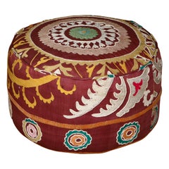 Ottoman with Vintage Suzani Fabric