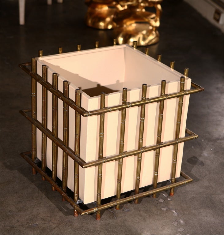 Brass Bamboo Framed Jardiniere