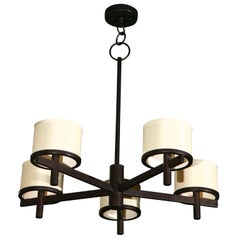 Paul Marra Five Arm Silk Drum Chandelier