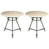 Pair of Limestone &  Iron Tables