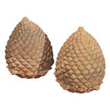 Pair of large scale terra cotta pineapple finials