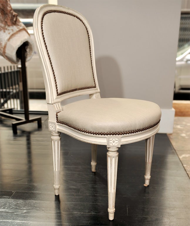 Harlequin Set of Twelve French Dining Chairs in Grey Linen 3