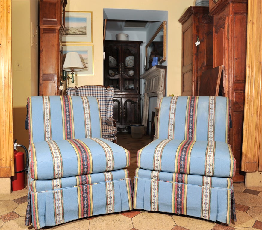 Pair of Madeleine Castaing Slipper Chairs